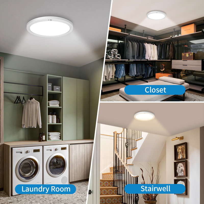 2 Pack Motion Sensor Ceiling Light Indoor Wired PIR, 5CCT, Motion Sensor Closet Light 7 in, 12W, Timer, Motion Activated Flush Mount Ceiling Light for  Hallway, Pantry