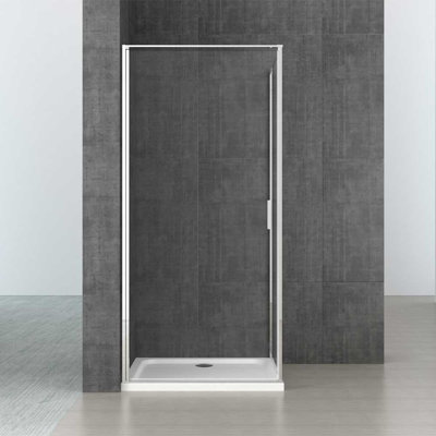  900 x 800mm Corner Shower Enclosure Cubicle - Pivot Door Left Hand Side Handle