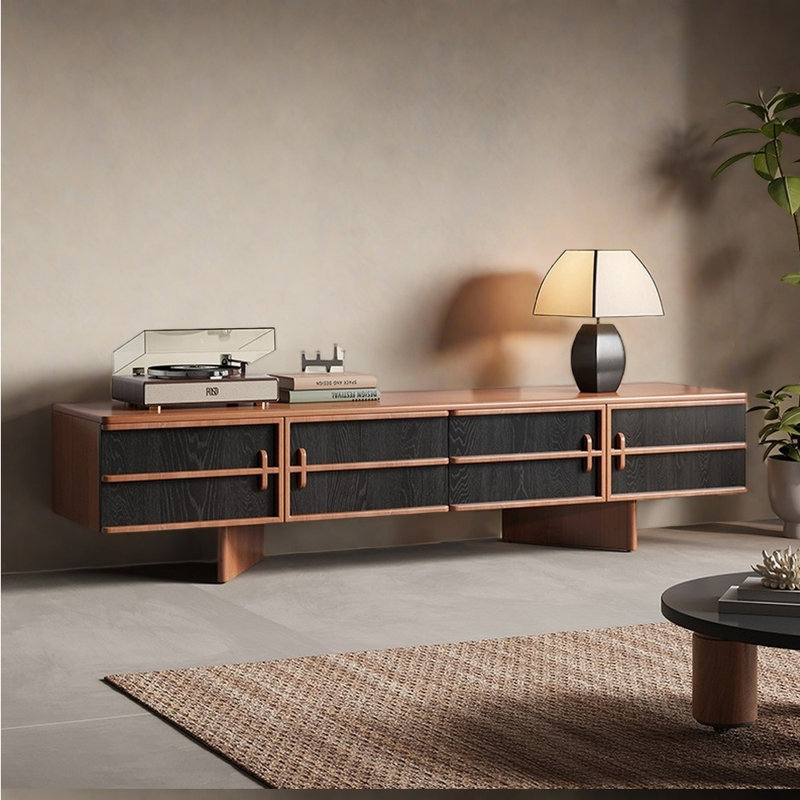 Meuble télé en bois massif de style médiéval, 78.74"