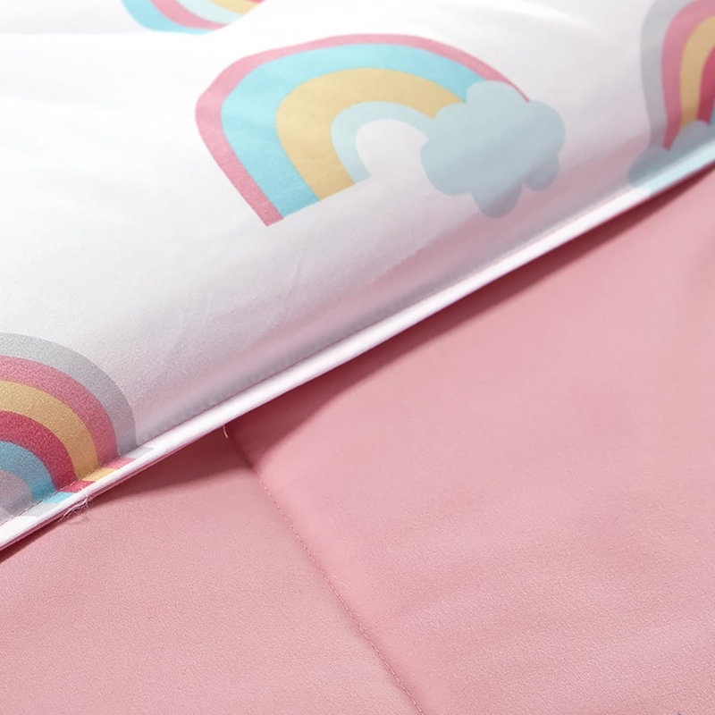 Ensemble de literie pour enfants Space Rocket, Double/Grand, Rose arc-en-ciel