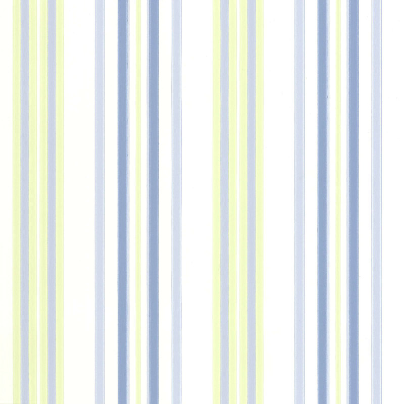 Papier peint à rayures bleu ciel / bleu Chloe, Blanc / Bleu
