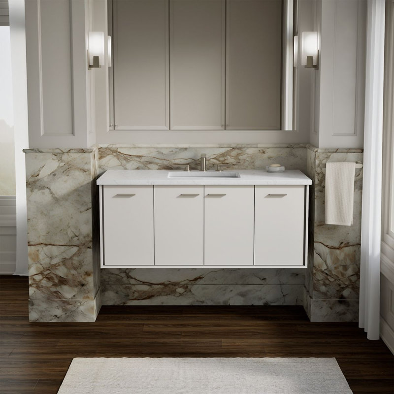 Jute® 48" Wall Mounted Single Vanity Base Only Base, Linen White