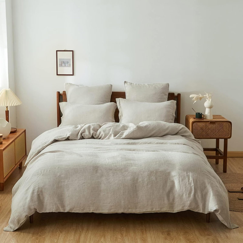 100% Linen Duvet Cover Set, Linen, Twin Duvet Cover + 1 pillowcase