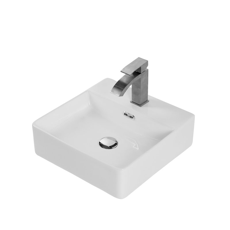 Lavabo de comptoir en céramique pour salle de bain - Conception élégante de l'évier à finition blanche