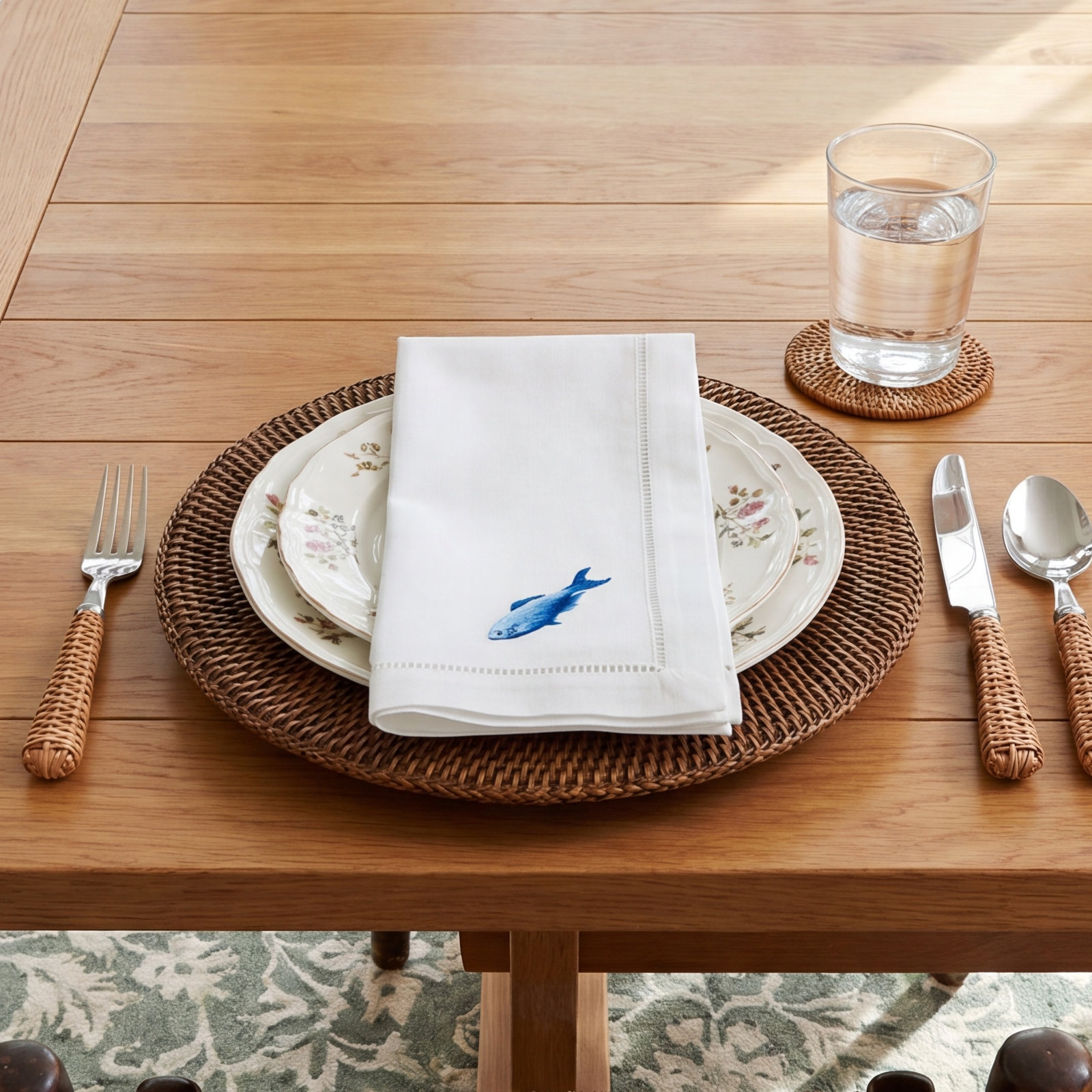 Embroidered Fish Cotton Napkin