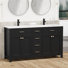 Meuble-lavabo double 60 po avec plateau en résine Manrique Shavon, résistant aux chocs, robinet en alliage de zinc, assemblage requis