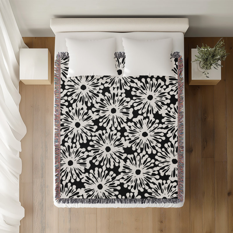 Jeté en coton Dandilion, 50 x 60, Noir