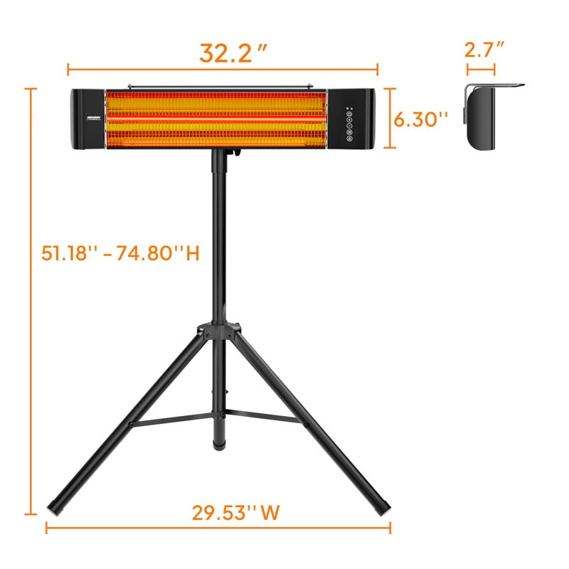 1500-Watt Indoor/Outdoor Electric Heater With Remote Control