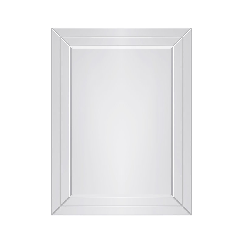 Glass Flat Wall Mirror with Hooks, 40" x 30"