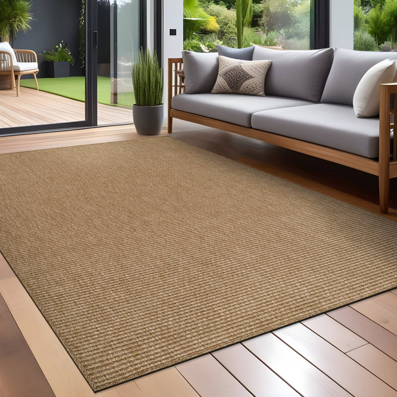 Indoor Outdoor Area Rug, Beige, Rectangle 8' x 10'