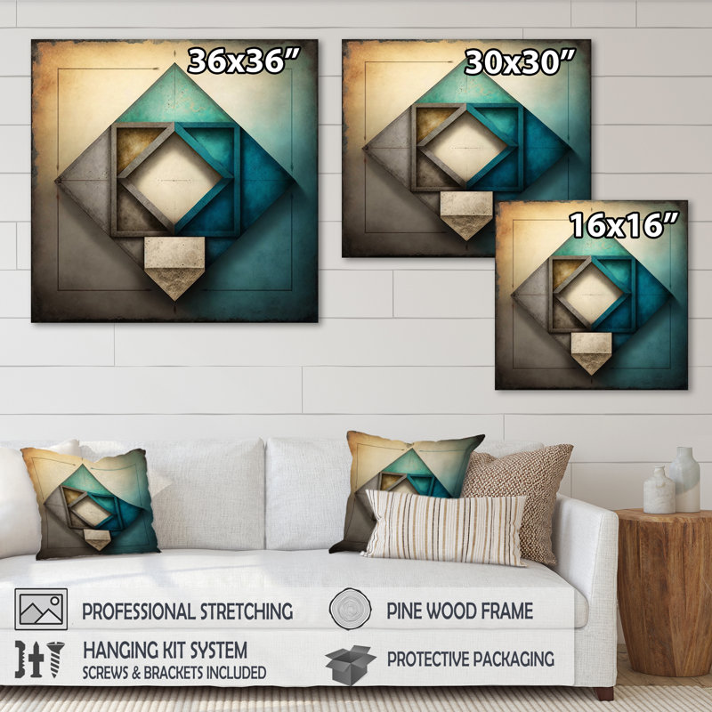 Canvas Wall Art Retro Abstract Graphic Design - Retro Graphics VIII, 16" W x 16" H
