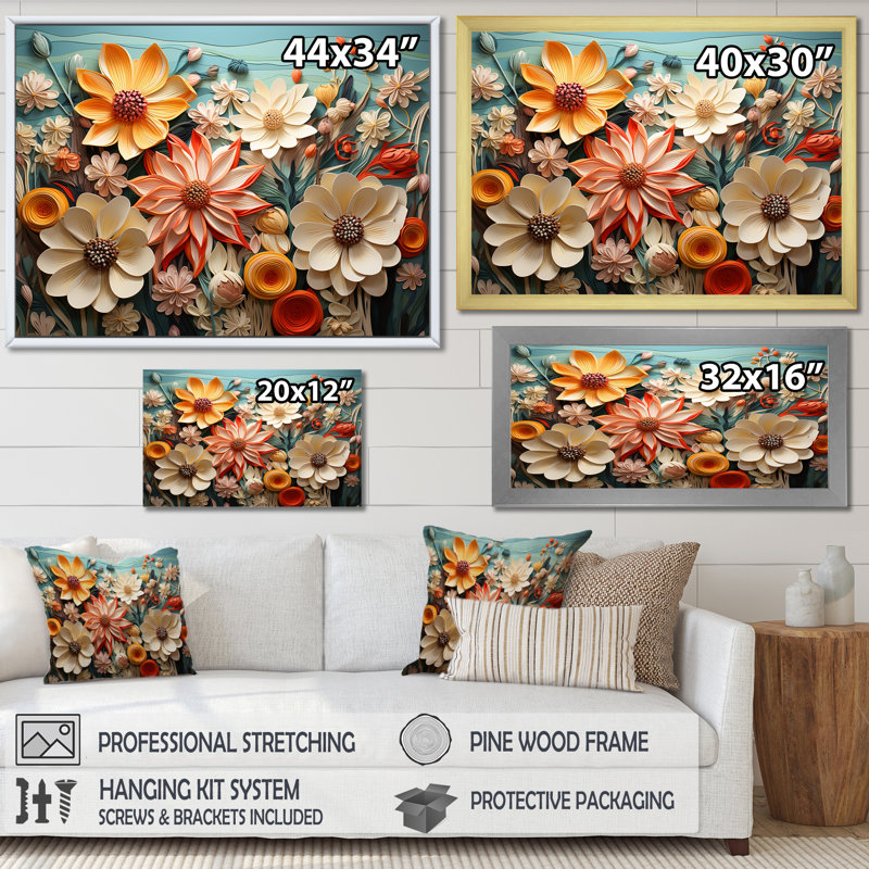 Motif floral vibrant oasis - impression, Toile tendue, H 30 po x l 40 po x P 1,5 po