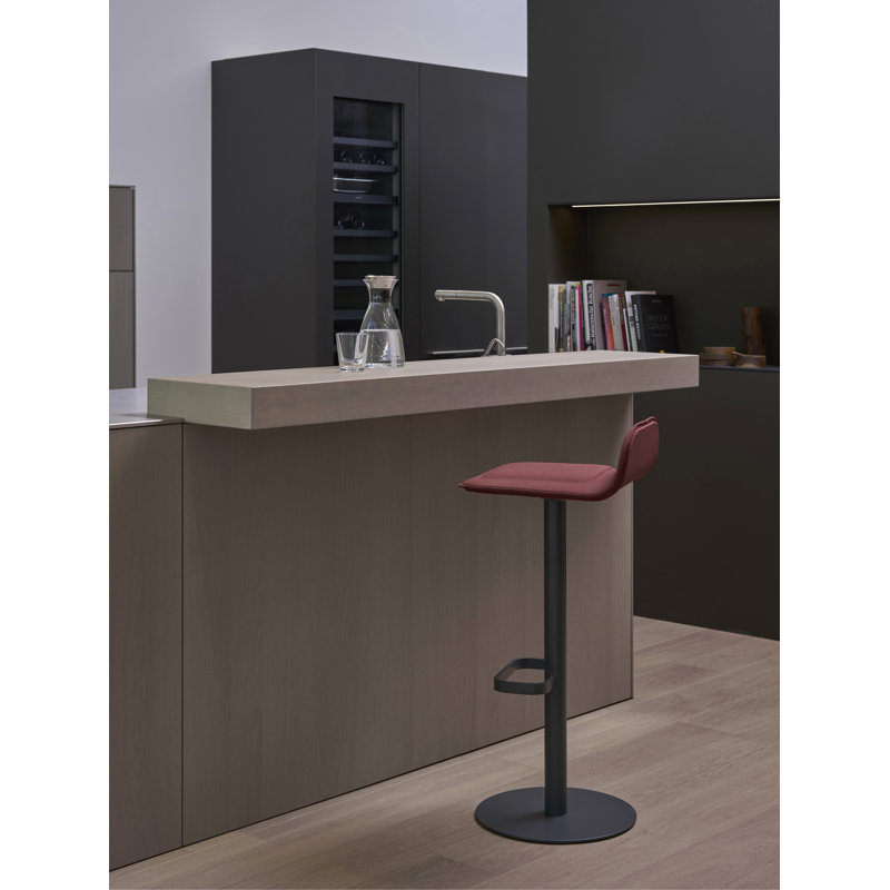 Kyun Upholstered Counter Stool with Metal Frame, Burgundy