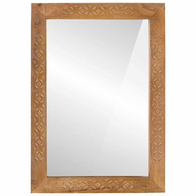 Bathroom Mirror with Mirror Glass and Solid Mango wood Rectangular for