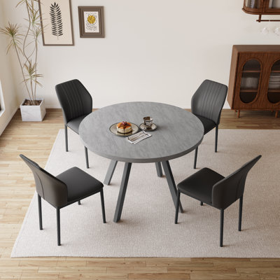 Siefert 35.4'' Round Dining Table Set, Kitchen Dining Table and 4 Dining Chairs