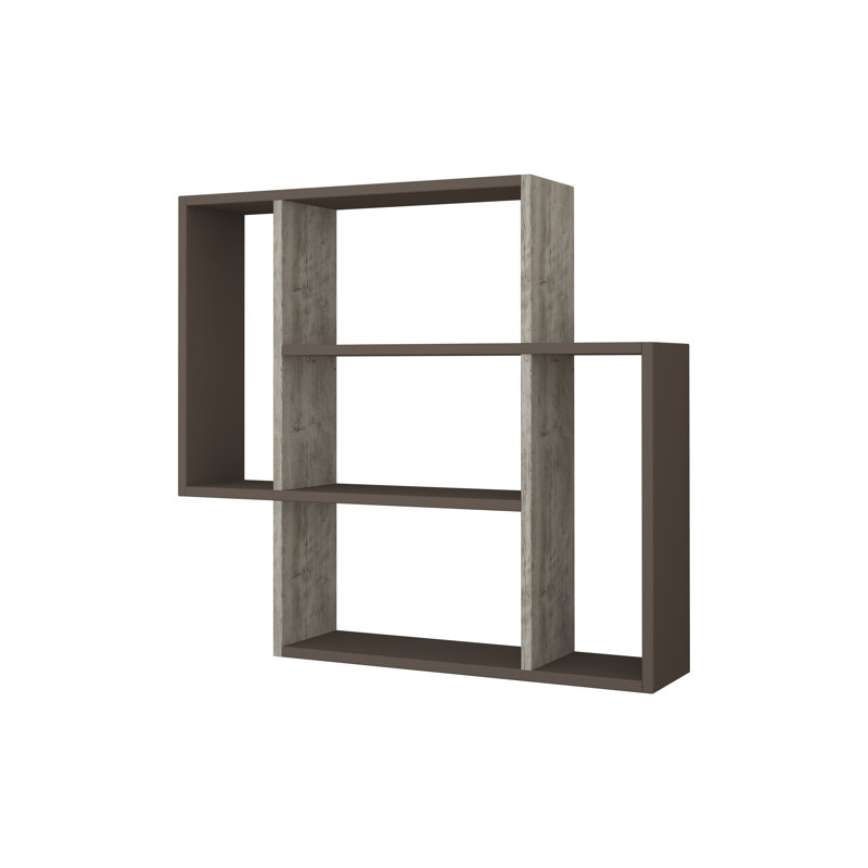 4 Piece Square Floating Shelf, Light Mocha/Antique White