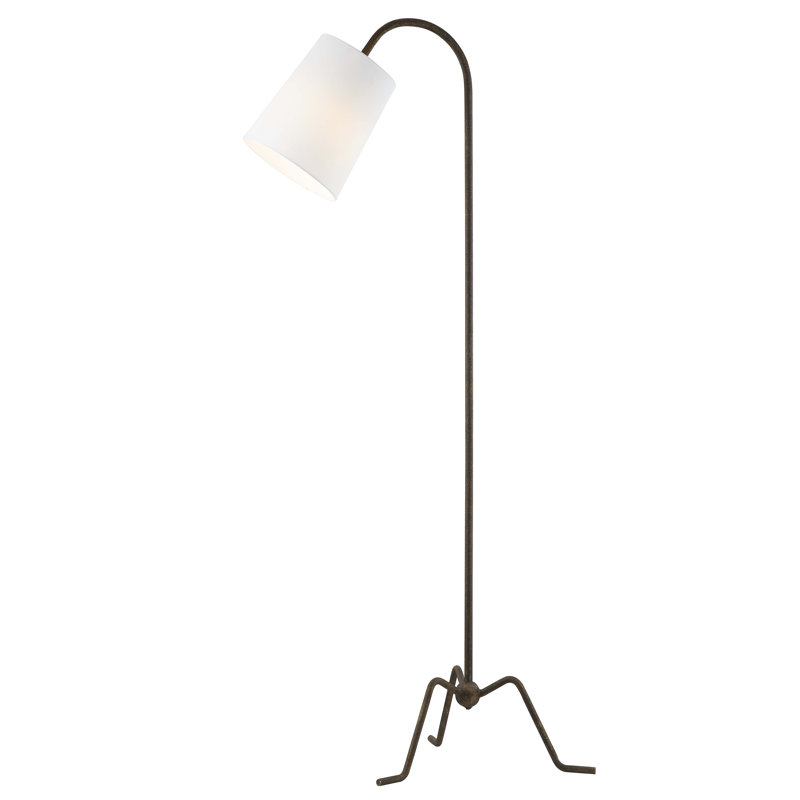 Lampe sur pied 69 po Trapeza avec abat-jour en tissu, finition noire rustique