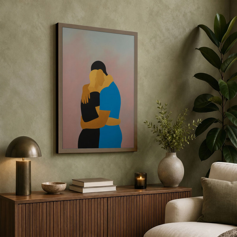 Embrace in Colour Modern - Wrapped Canvas, 30x20 - 76.2 x 50.8 cm, Cream Border