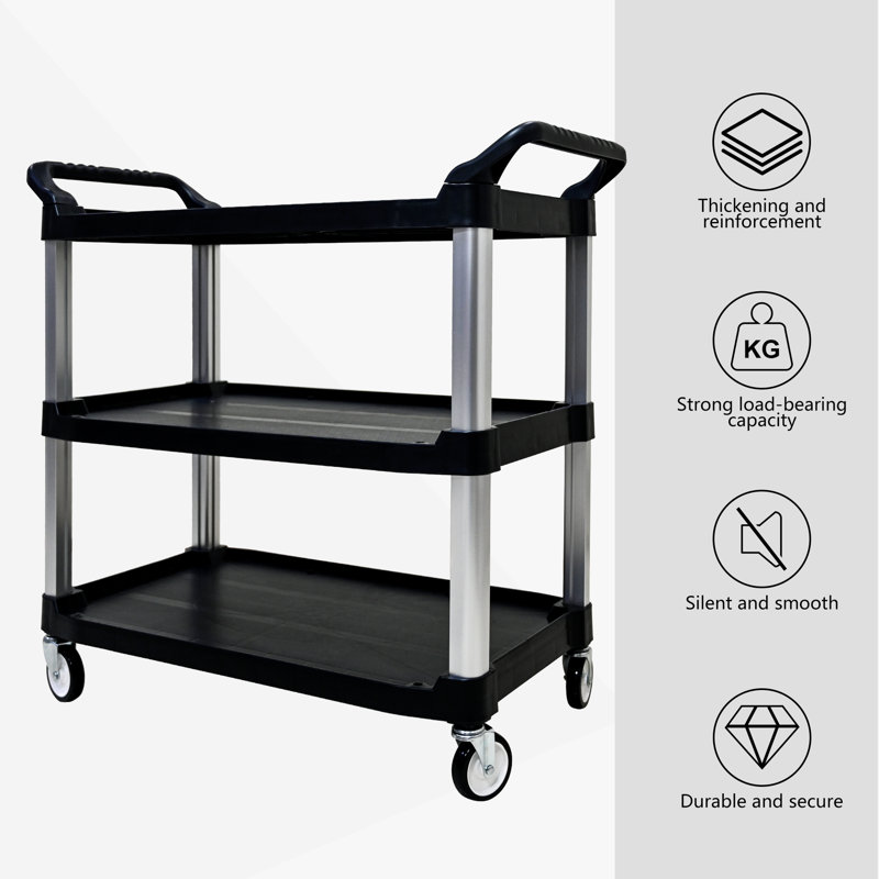 Three-Layer Thickened Plastic Mobile Tool Cart