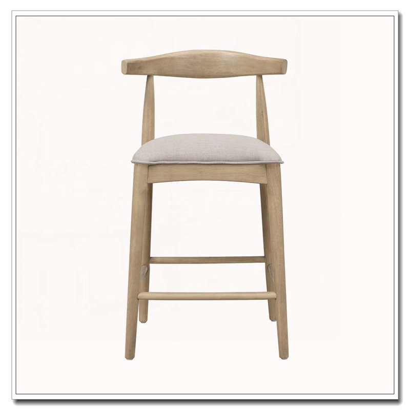 Tabouret de bar en bois, Tabouret de comptoir (siège d'une hauteur de 26,5, Gris / Brun