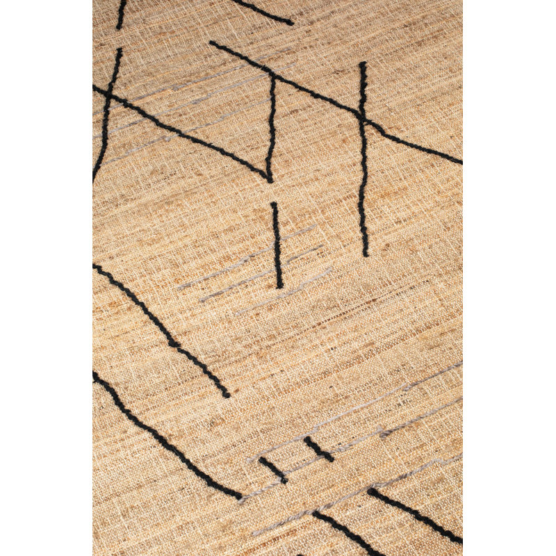 Ishank Abstract Area Rug in Beige/Black, Rectangle 6' x 8'