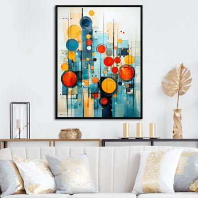 «Laycee Blue Mid Century Midcentury Mosaic II», reproduction d'art sur toile encadrée