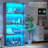 Display Cabinet With Glass Doors, 66" Lighted Display Case With 3 Color Lights, 4-tier Bookcase With Human Body Sensor-1638323968