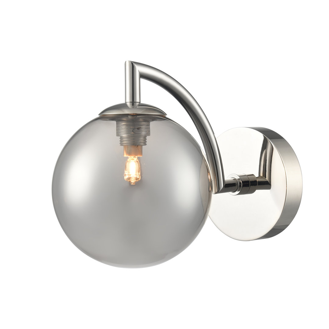 Wall Light aged brass with amber glass