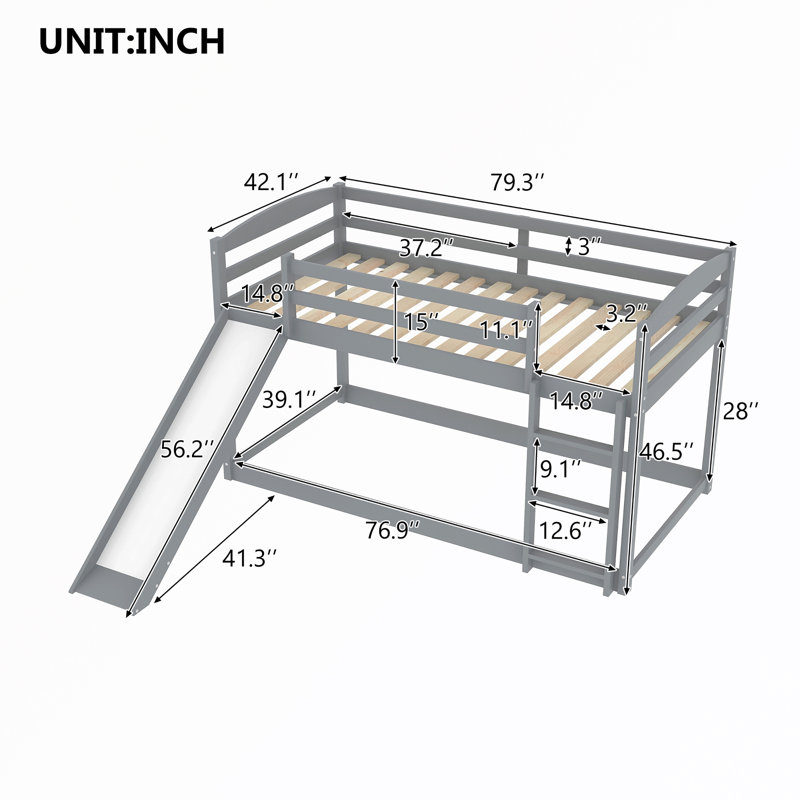Galdina Kids Twin Over Twin Bunk Bed