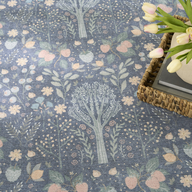 Nourison Botanical Washables 7'6" x 9'10" Blue Multicolor Modern Indoor Rug, Rectangle 7'6" x 9'10", Multicolor Blue