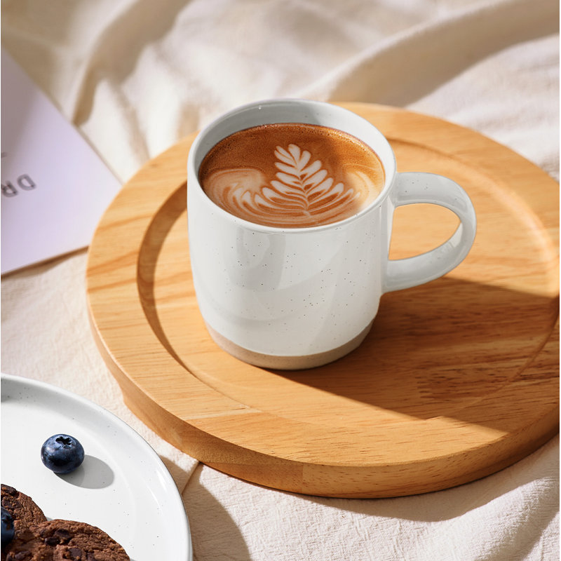 Daytona Stackable Stoneware Coffee Mugs, White