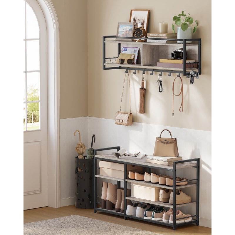 Coat Rack Shoe Bench Set, Heather Greige