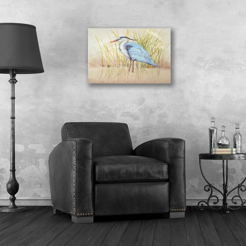 «Heron & Reeds II» par Tim O'Toole, art mural en verre acrylique, H 16 po x l 24 po x P 0,2 po