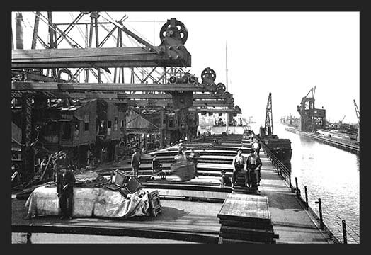 " Unloading Ore, Ohio " Print, 24" H x 36" W x 1.5" D