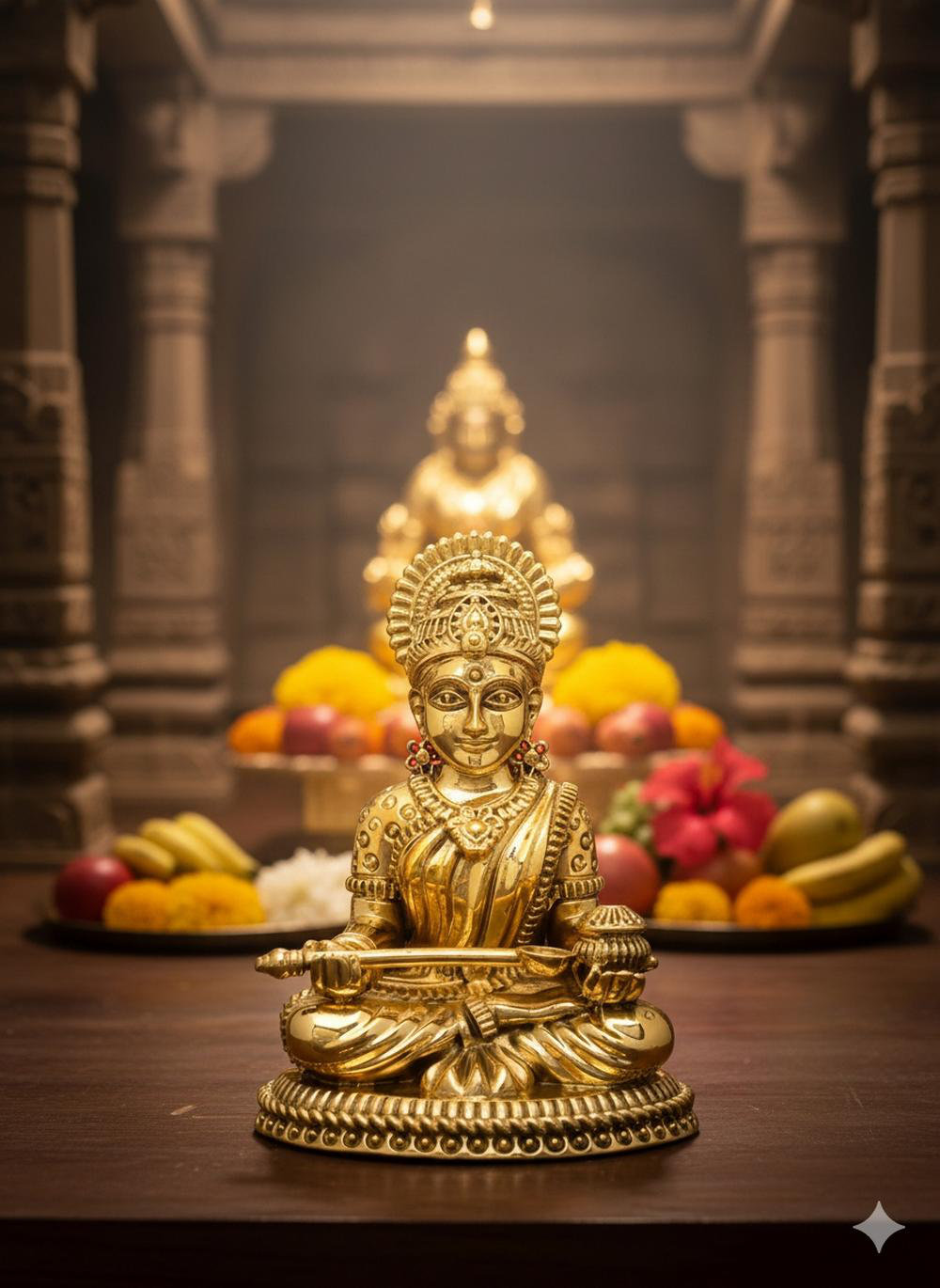 Exotic India 6 Inch Small Sitting Goddess Annapurna Brass Statue ...
