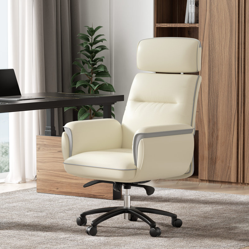Fauteuil de direction ergonomique Eureka, Beige / Blanc