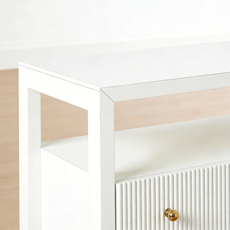 Commode moderne minimaliste en bois massif, Blanc