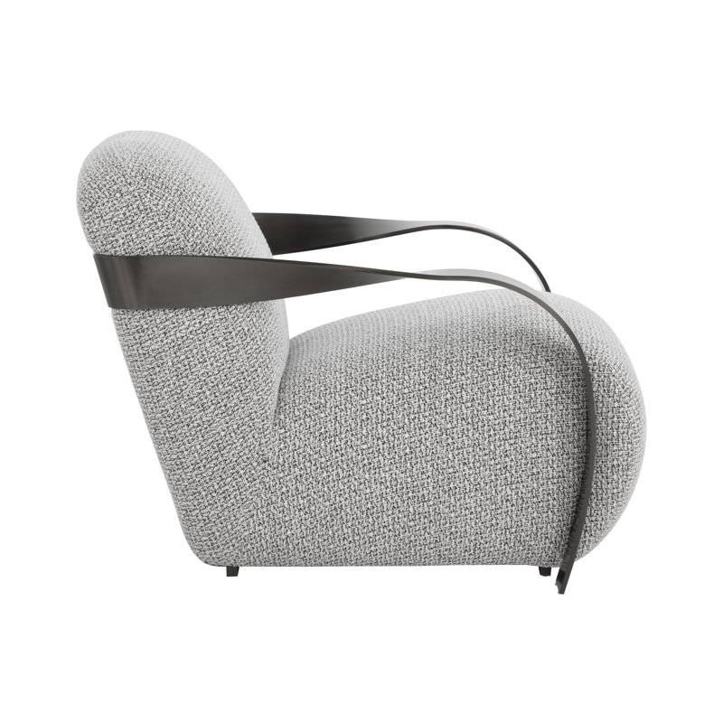 Lounge Chair, Gray Cotton, Antique Bronze