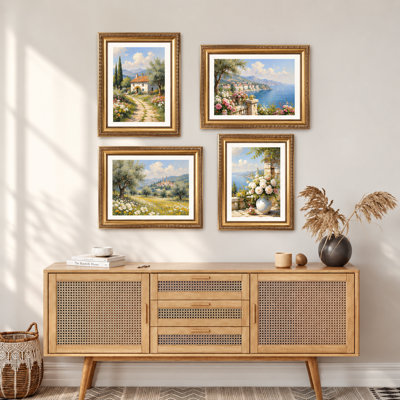 Vintage 10x14 Picture Frame with 8.5x11 Mat, Elegant Retro 10 by 14 Photo Frame for Wall Display, 4 Pack