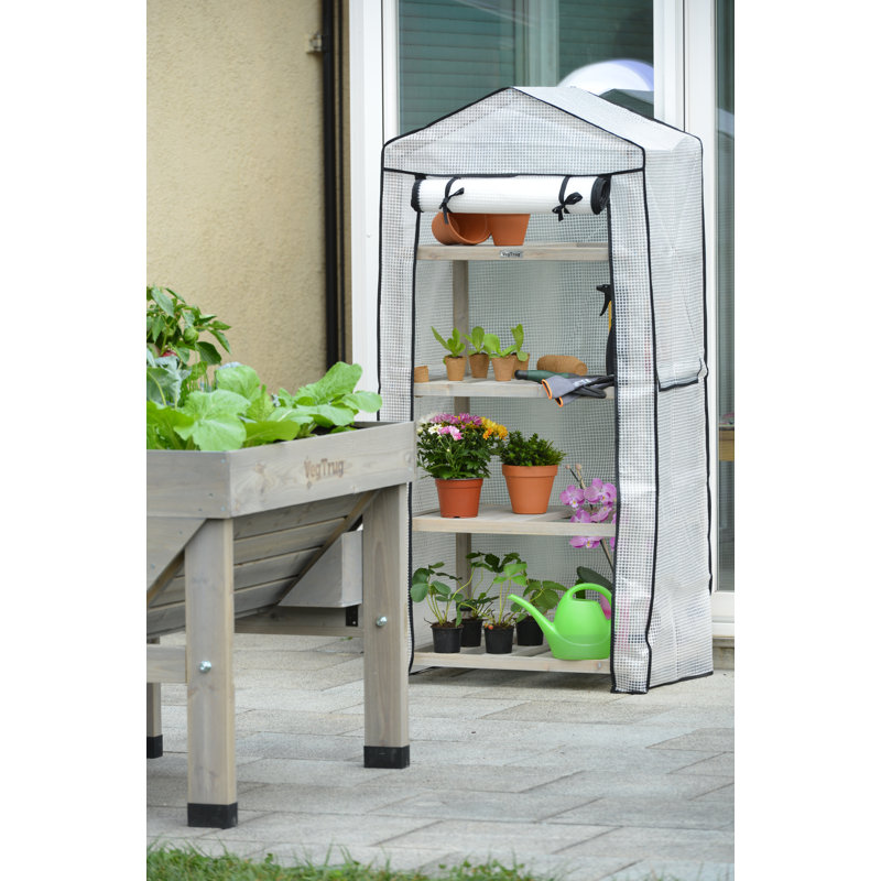 Wooden Greenhouse Nursery & PE Cover, Gray