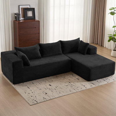107" Modular Sectional Couch With L-Shape Chaise,Boneless Sofa For Living Room,Modern Cloud Couch With Deep Seat,No Assembly Required,Loveset,Black(Le by Ebern Designs