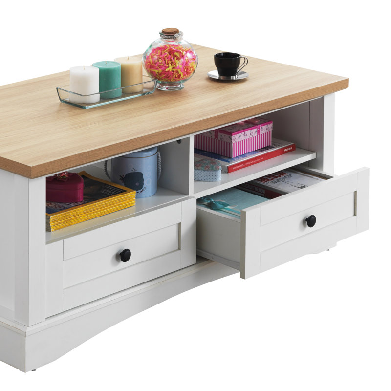 Fordwich Four Leg Coffee Table with Storage, White