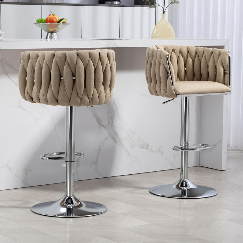 Ensemble de 2 tabourets de bar pivotants 360 °, Jaune