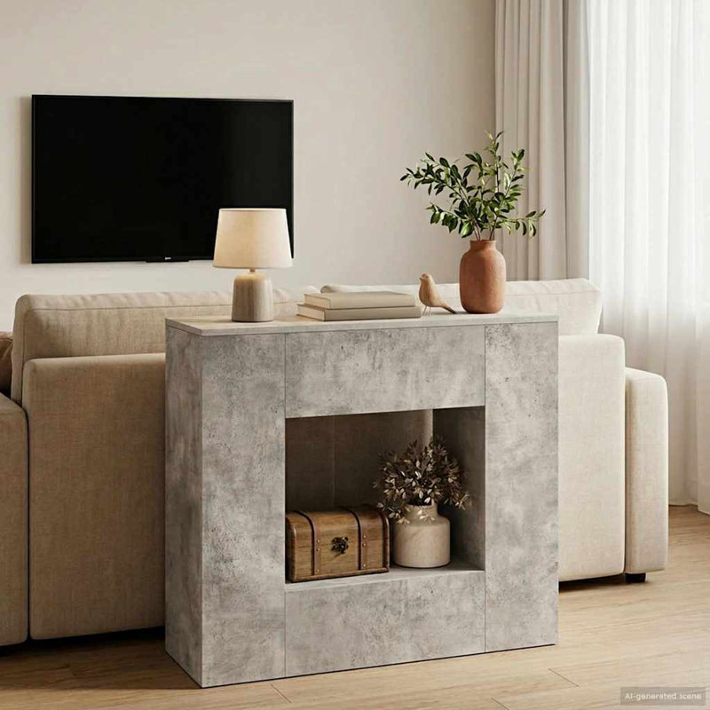 Console Table, Concrete Grey, Concrete Grey, 74cm H x 82cm W x 29cm D, Concrete Grey
