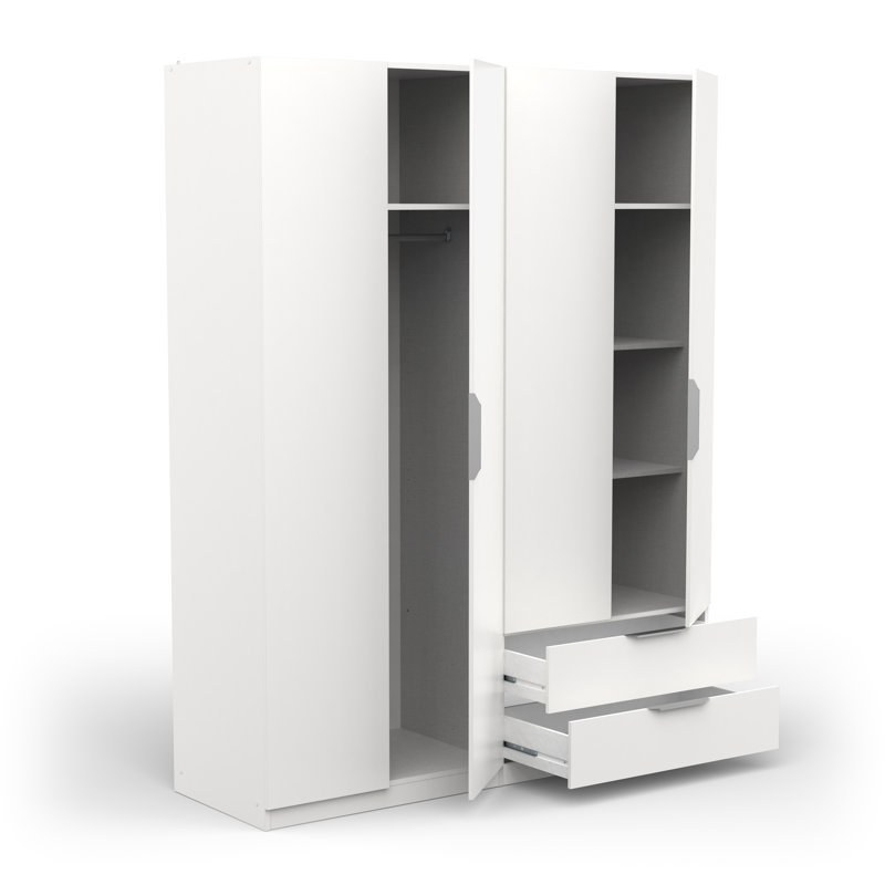 Nikiah 4 Door Manufactured Wood Wardrobe, White