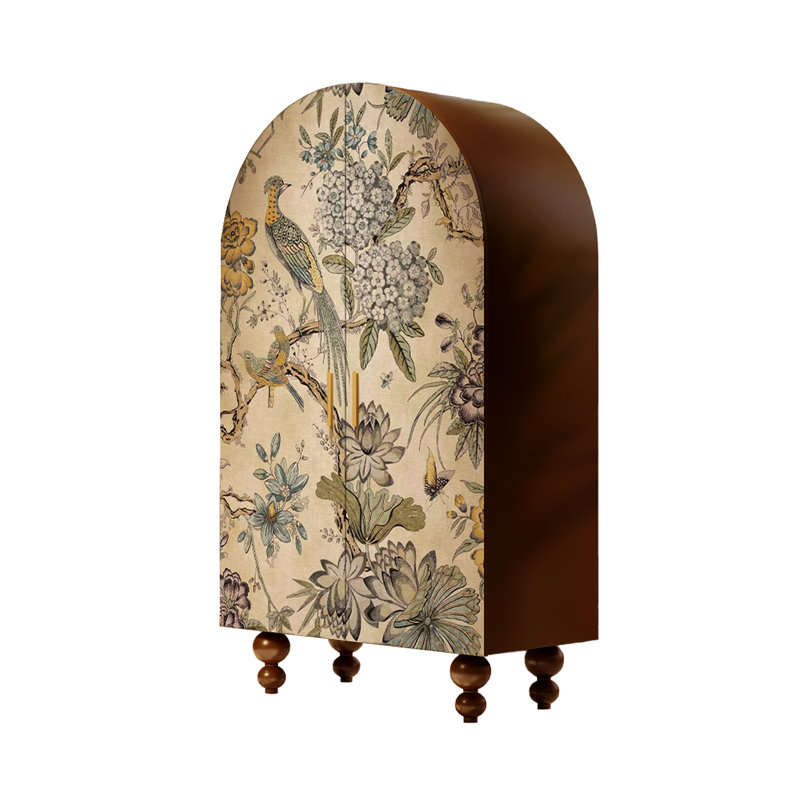 Armoire arquée avec tablettes et portes, Noyer