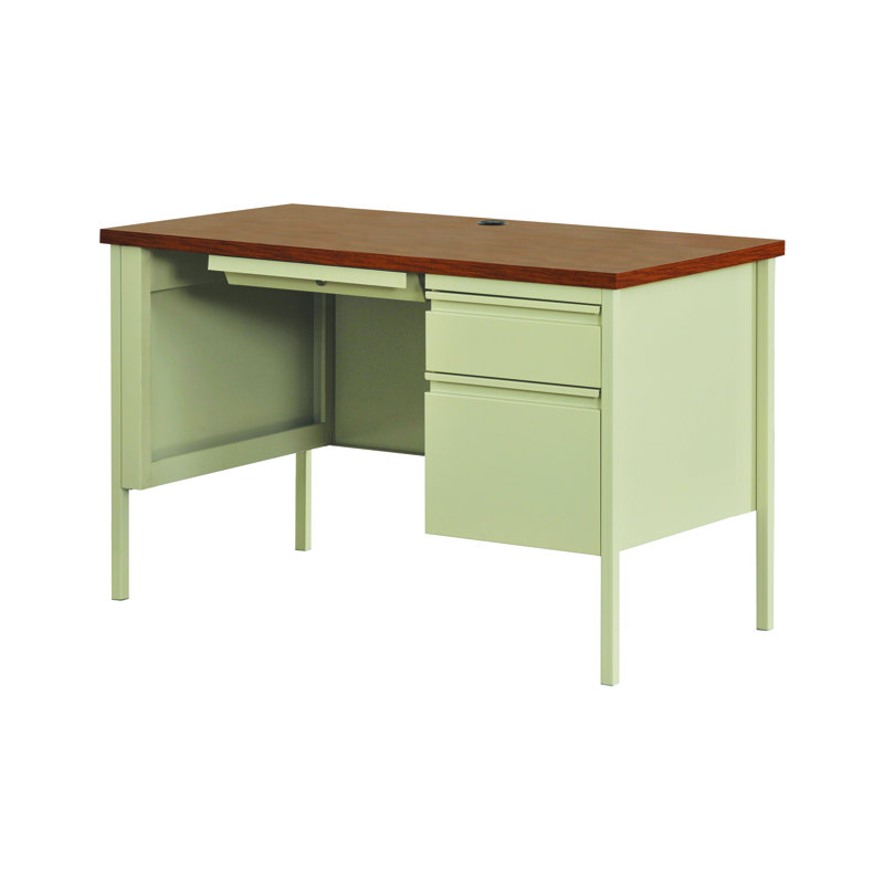 Metal Base Computer Desk, Putty/Oak