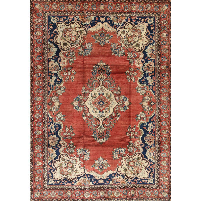 Tapis rouge/bleu traditionnel Banerjee, Rectangle 4 pi x 6 pi