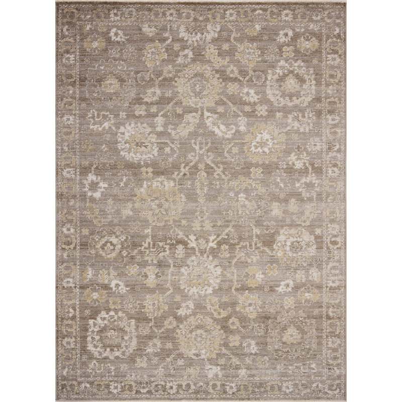 Tapis taupe / blé Magnolia Home par Joanna Gaines x Loloi Pace, Rectangle 7 pi 10 po x 10 pi