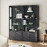 Vitrine moderne et minimaliste à éclairage DEL 3 couleurs, à panneaux cannelés (lot de 2)